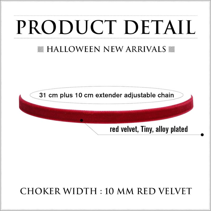 RareLove Red Choker Necklace Tiny Red Velvet Choker Necklace for Women Witch Vampire Costume Accessories Gothic Jewelry - Image 2
